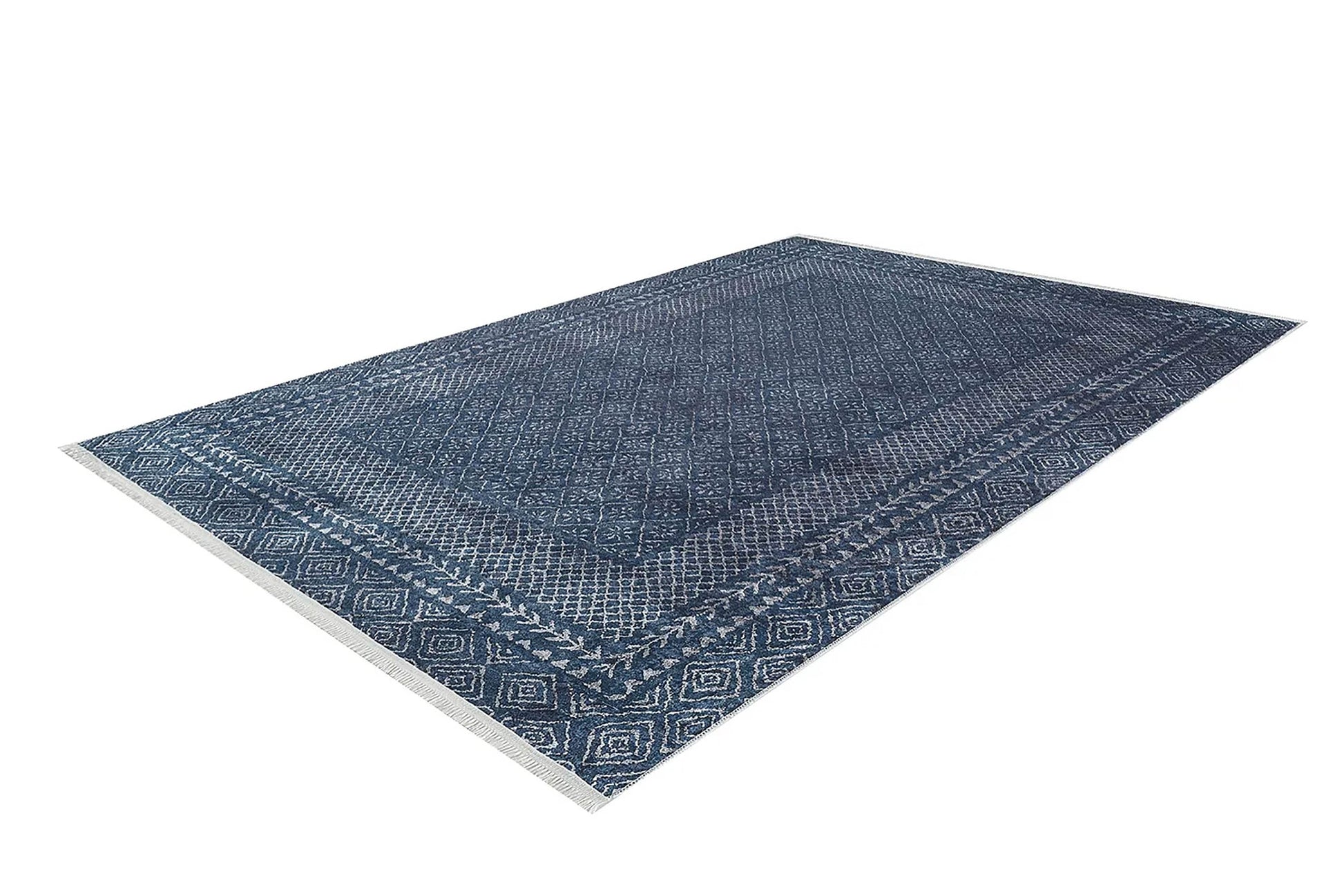 Lacivert Geometrik Desenli Halı - Pera Halı