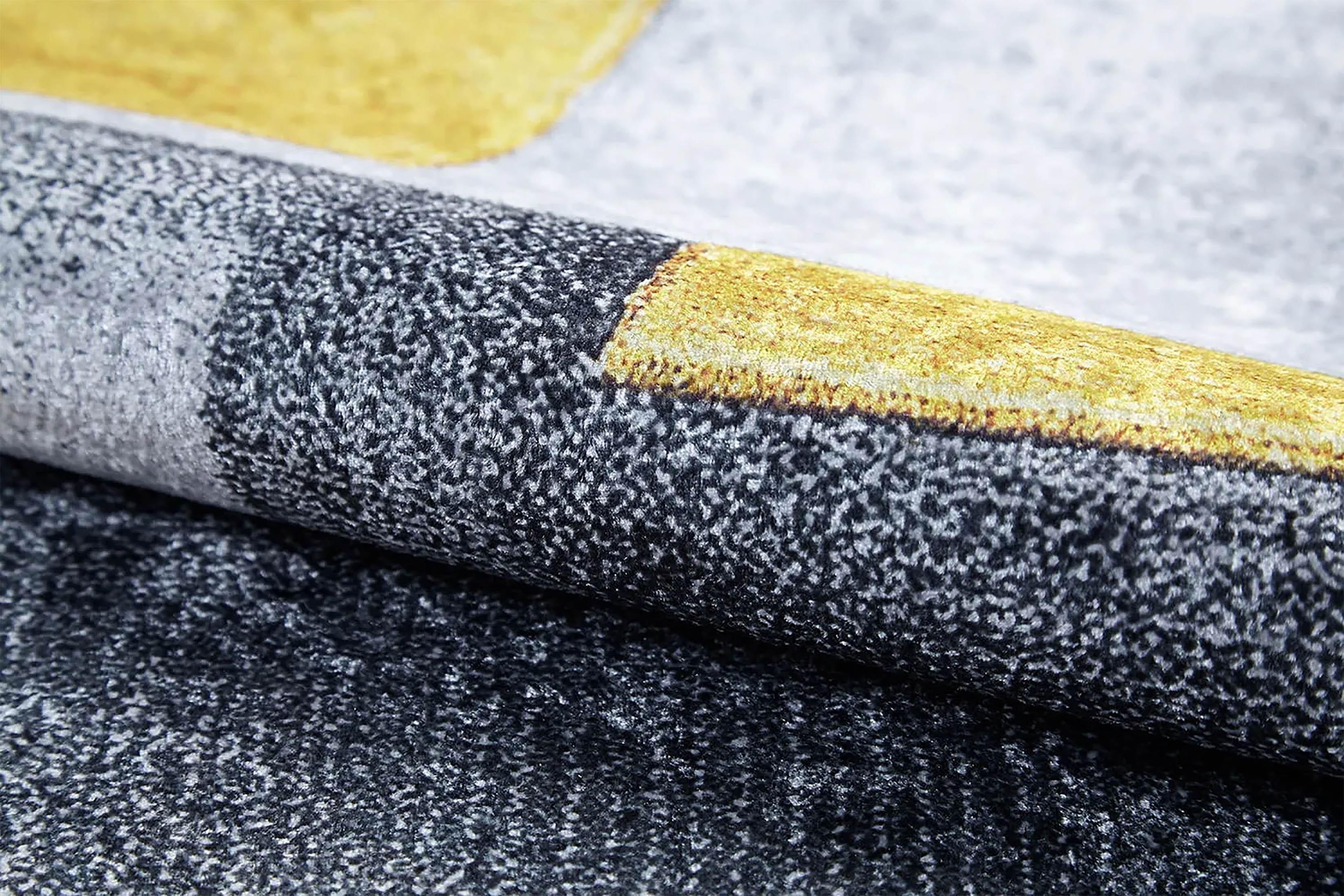 Gri Sarı Modern Geometrik Halı