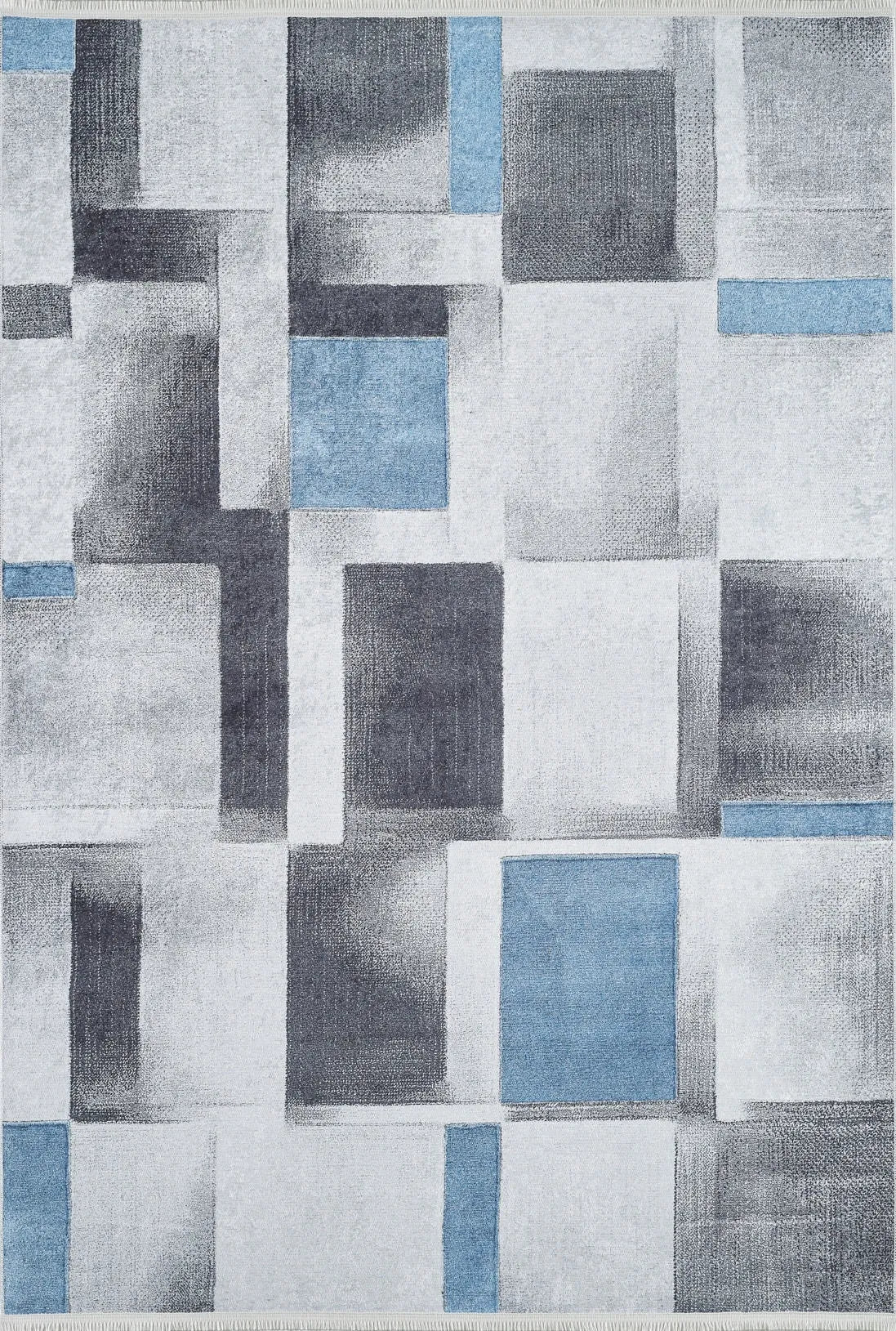 Modern Geometrik Gri Mavi Halı