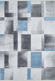 Modern Geometrik Gri Mavi Halı