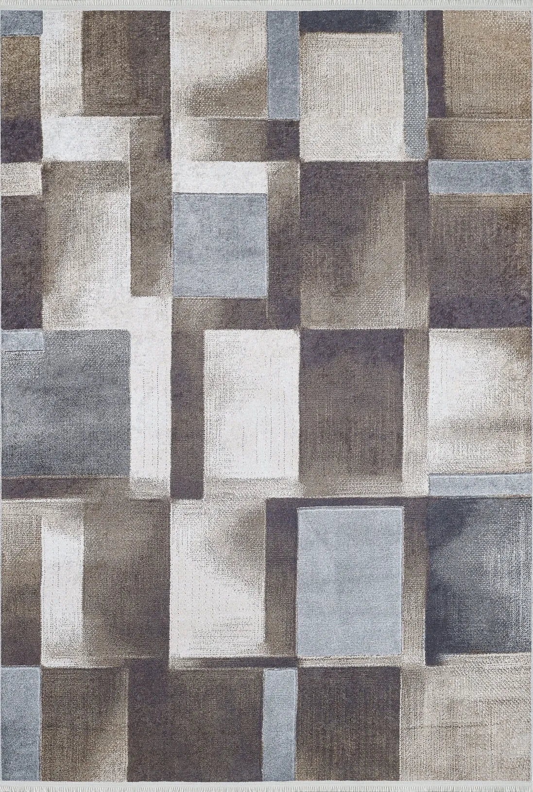 Modern Geometrik Kahve Gri Halı