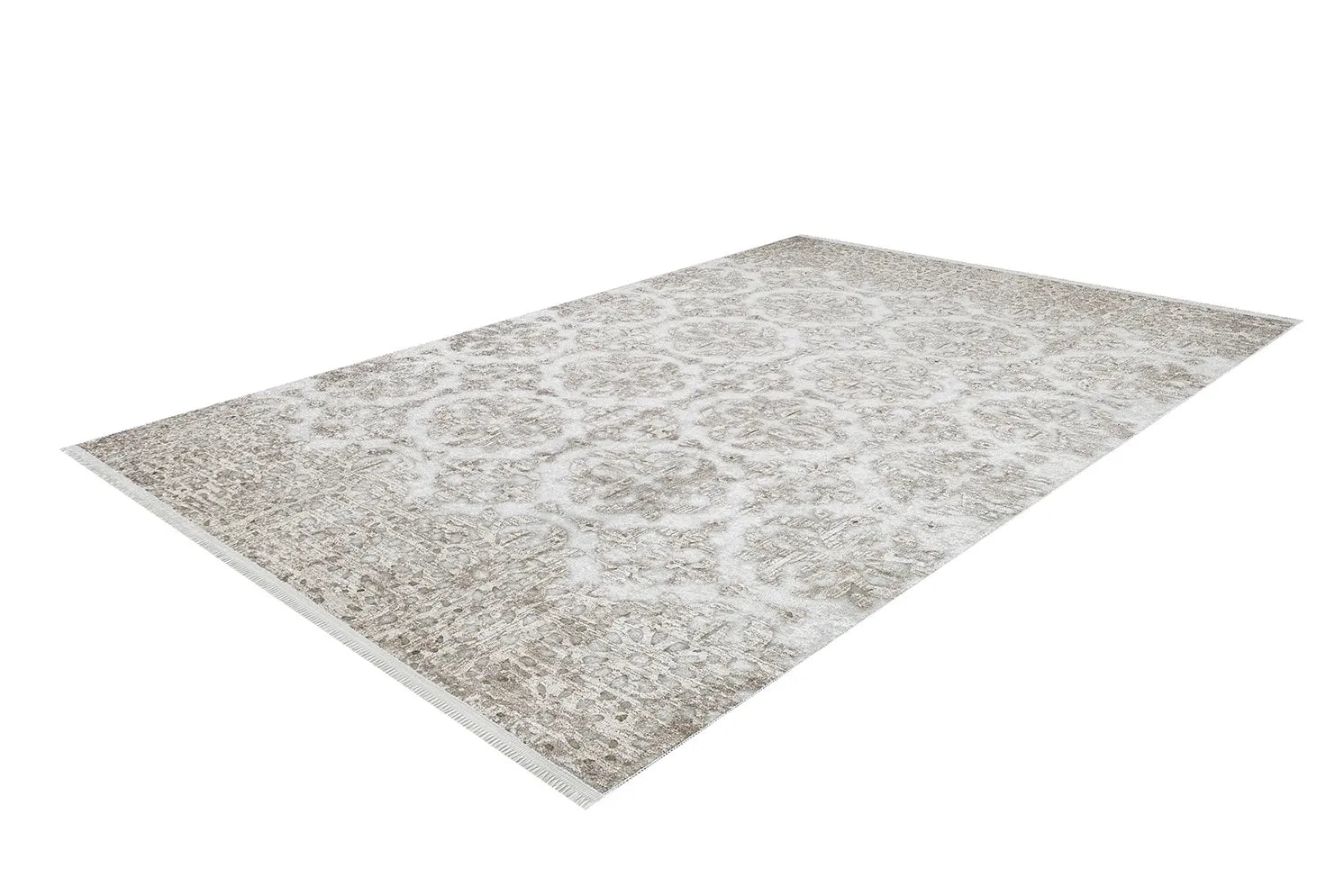 Pale Pink Cream Beige Geometric Patterned Kilim Rug