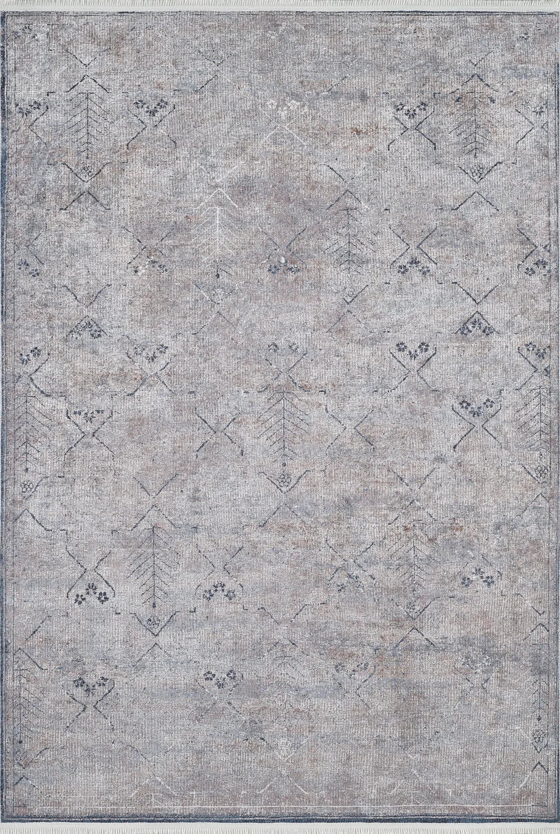 Pale Pink Cream Beige Geometric Patterned Kilim Rug