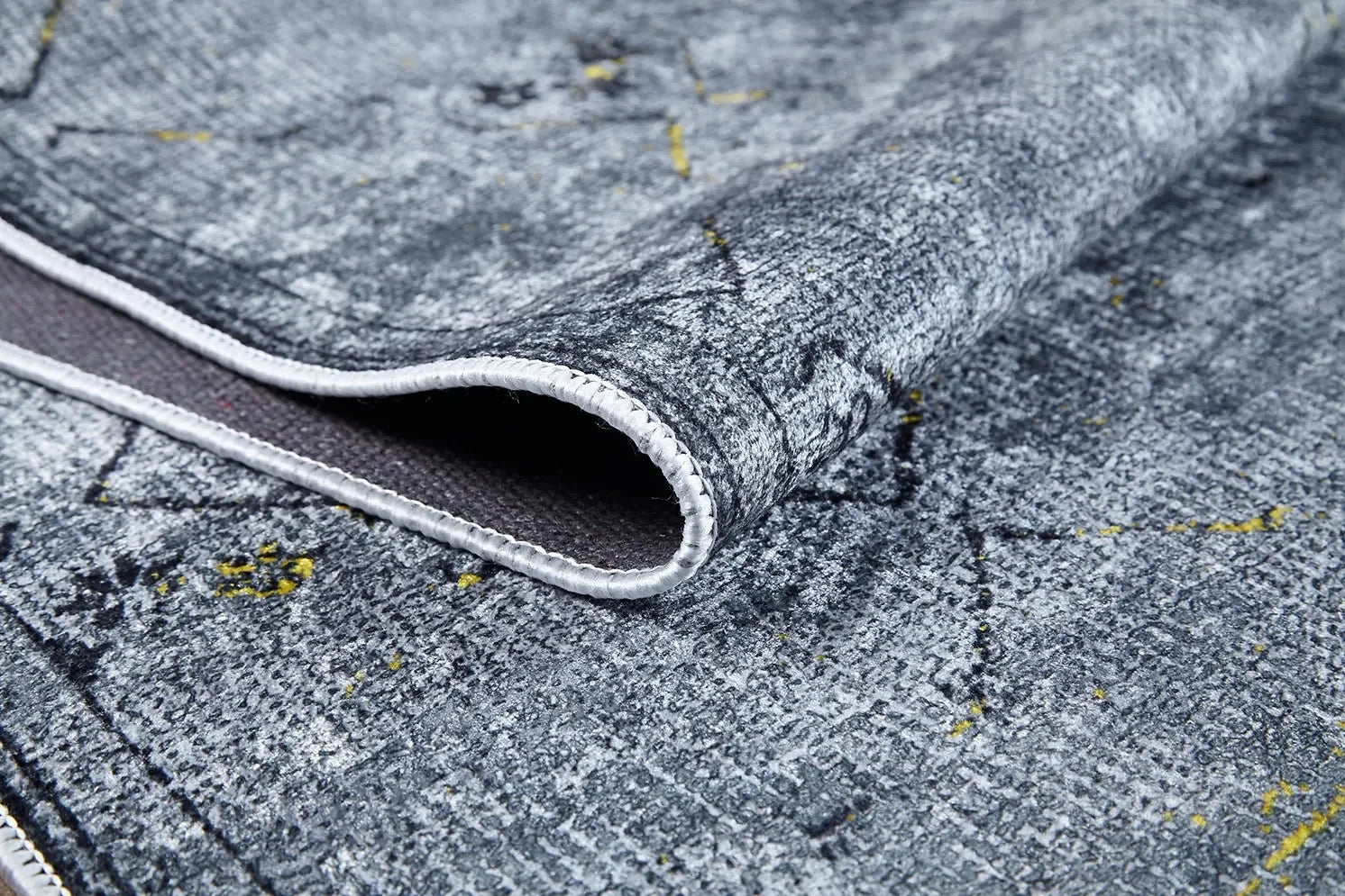 Gri Sarı Vurgulu Otantik Halı