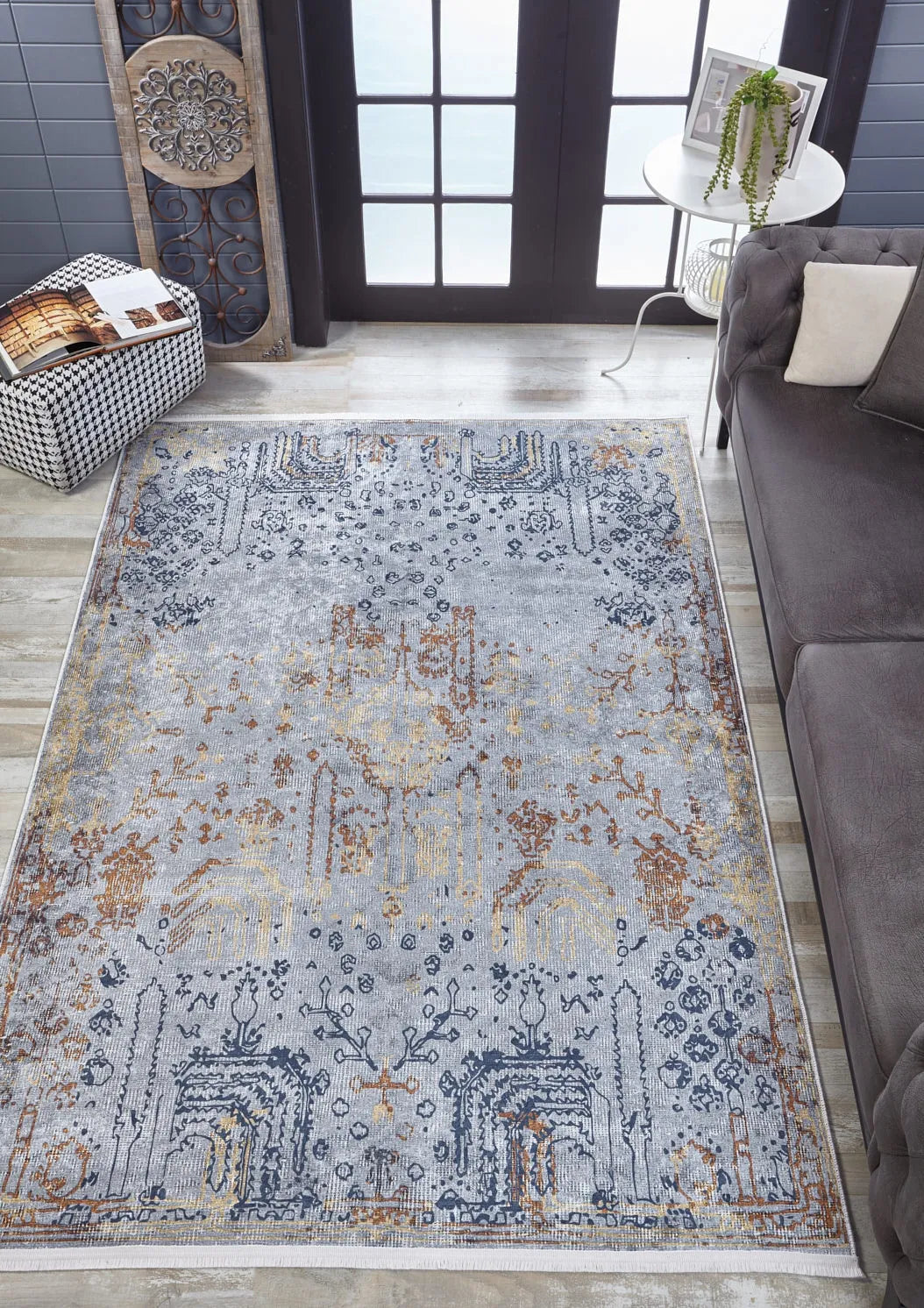 Pale Pink Cream Beige Geometric Patterned Kilim Rug