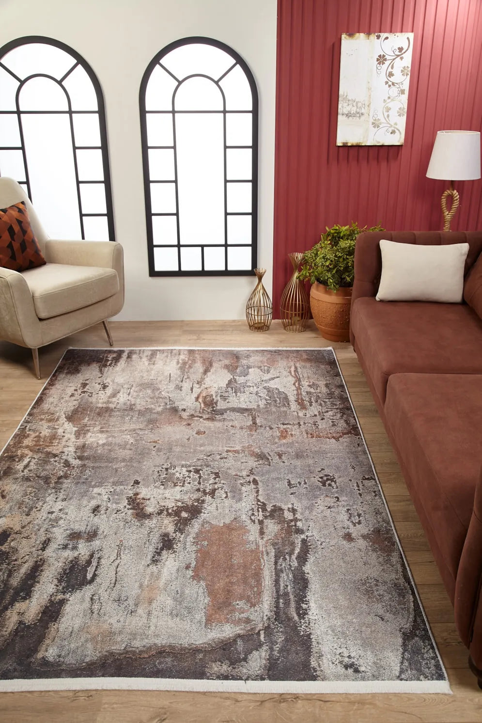 Pale Pink Cream Beige Geometric Patterned Kilim Rug