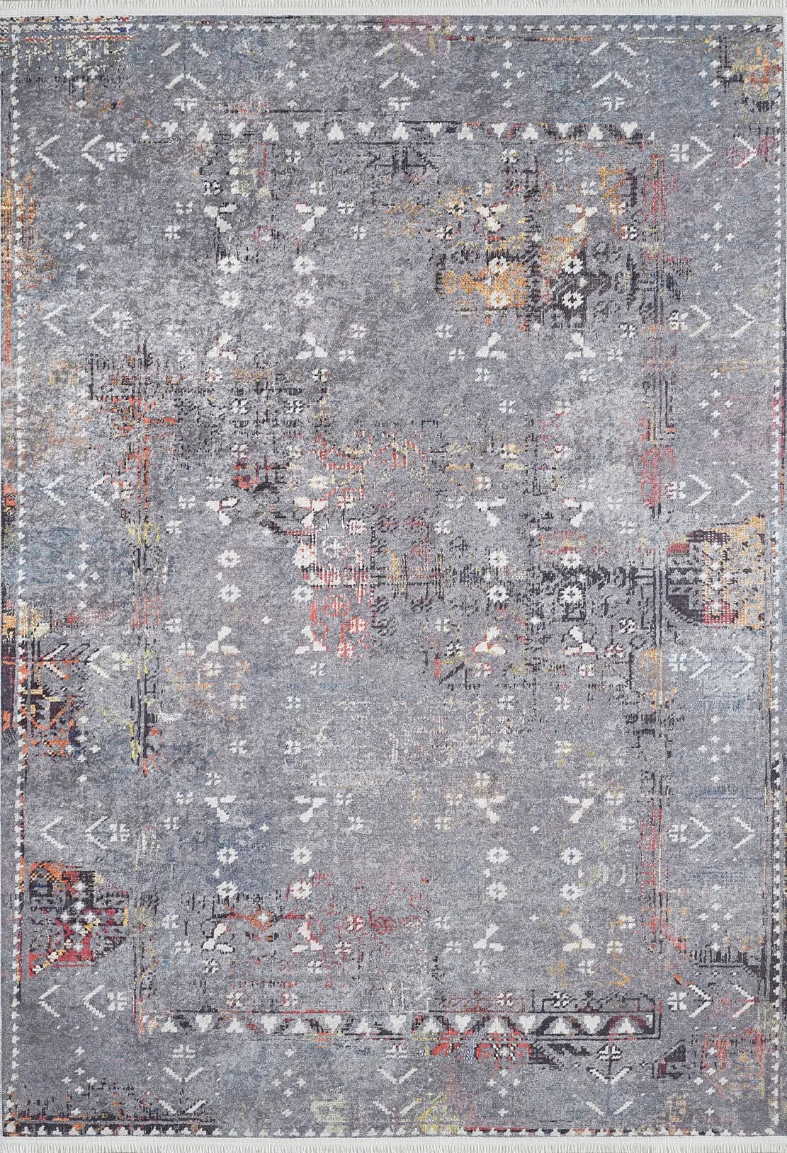 Pale Pink Cream Beige Geometric Patterned Kilim Rug