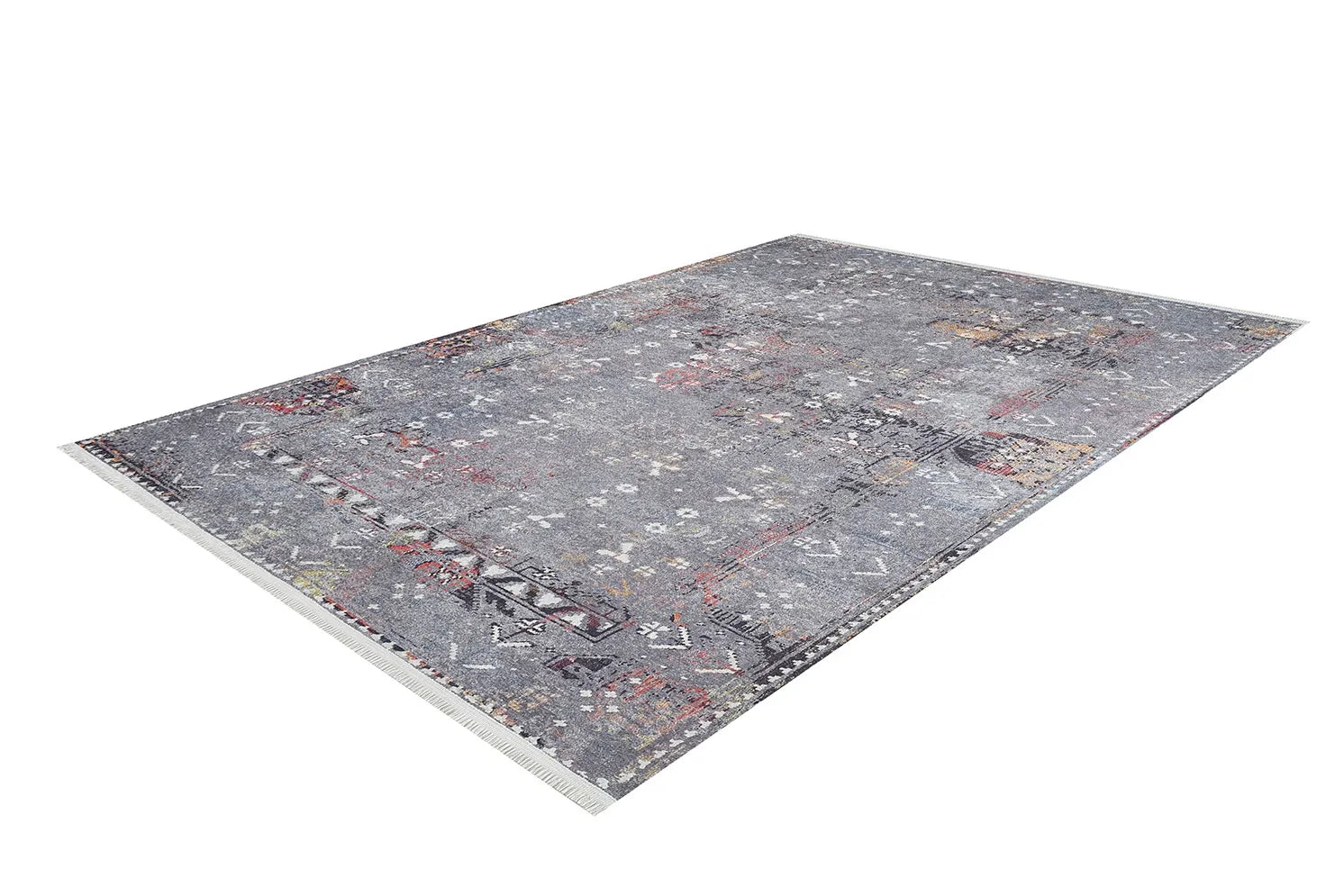 Pale Pink Cream Beige Geometric Patterned Kilim Rug