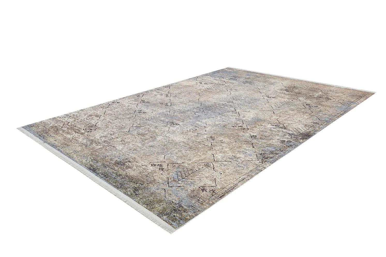 Pale Pink Cream Beige Geometric Patterned Kilim Rug