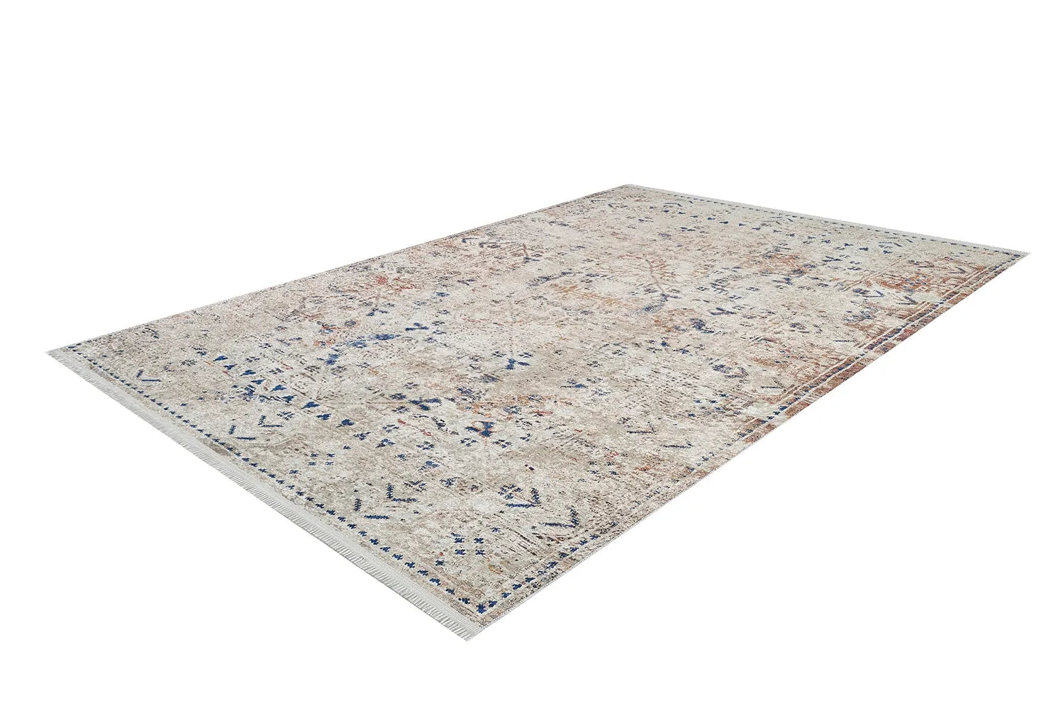 Pale Pink Cream Beige Geometric Patterned Kilim Rug