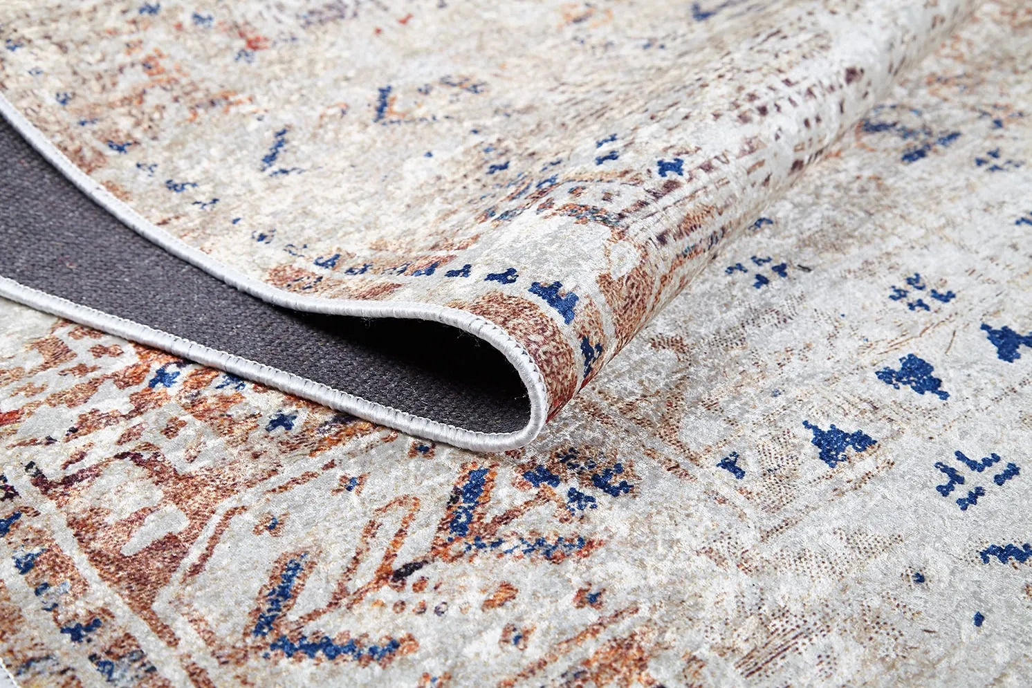Pale Pink Cream Beige Geometric Patterned Kilim Rug
