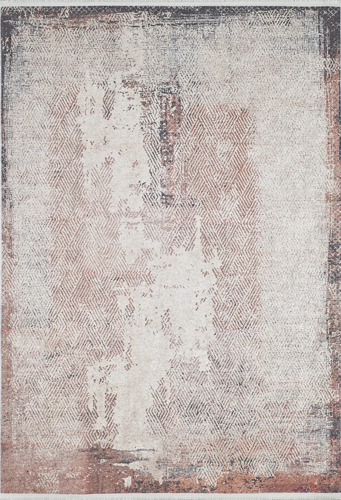 Pale Pink Cream Beige Geometric Patterned Kilim Rug