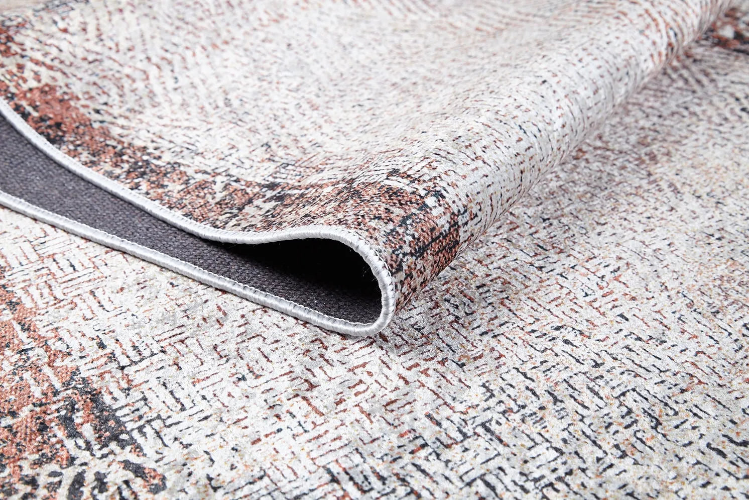 Pale Pink Cream Beige Geometric Patterned Kilim Rug