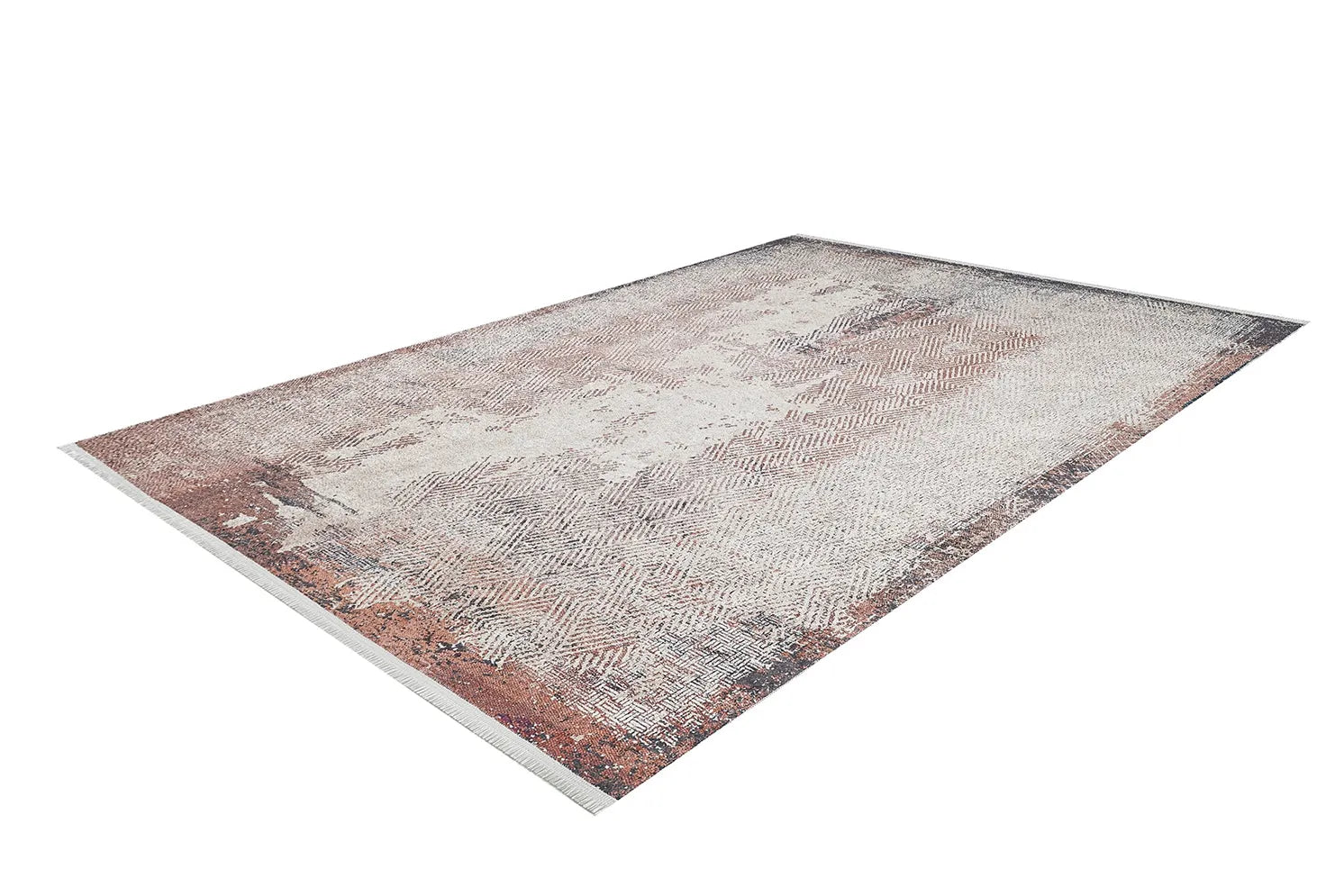 Pale Pink Cream Beige Geometric Patterned Kilim Rug
