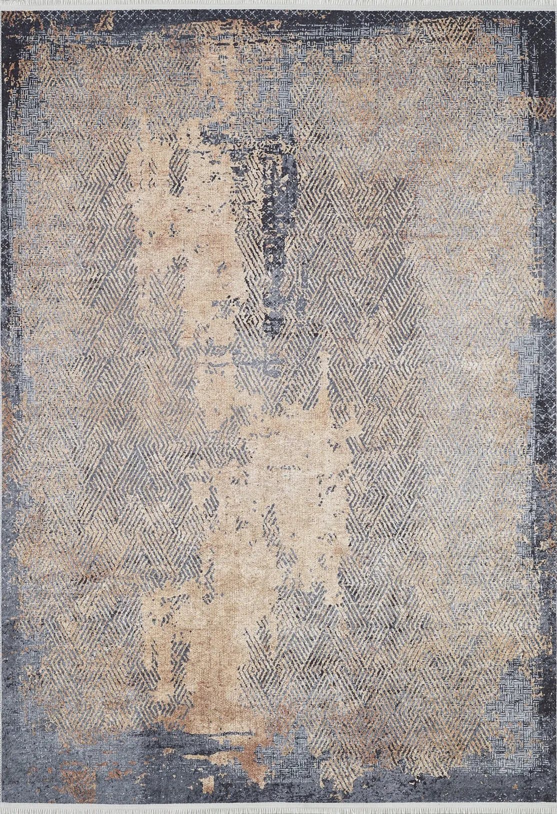 Pale Pink Cream Beige Geometric Patterned Kilim Rug