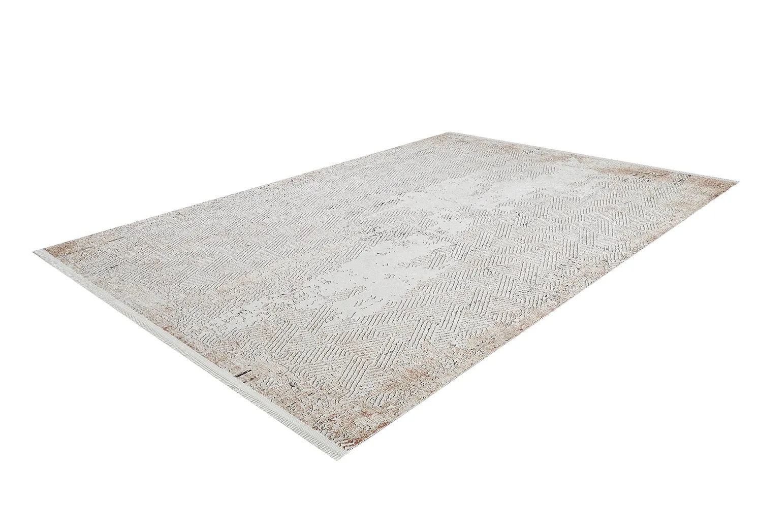 Pale Pink Cream Beige Geometric Patterned Kilim Rug