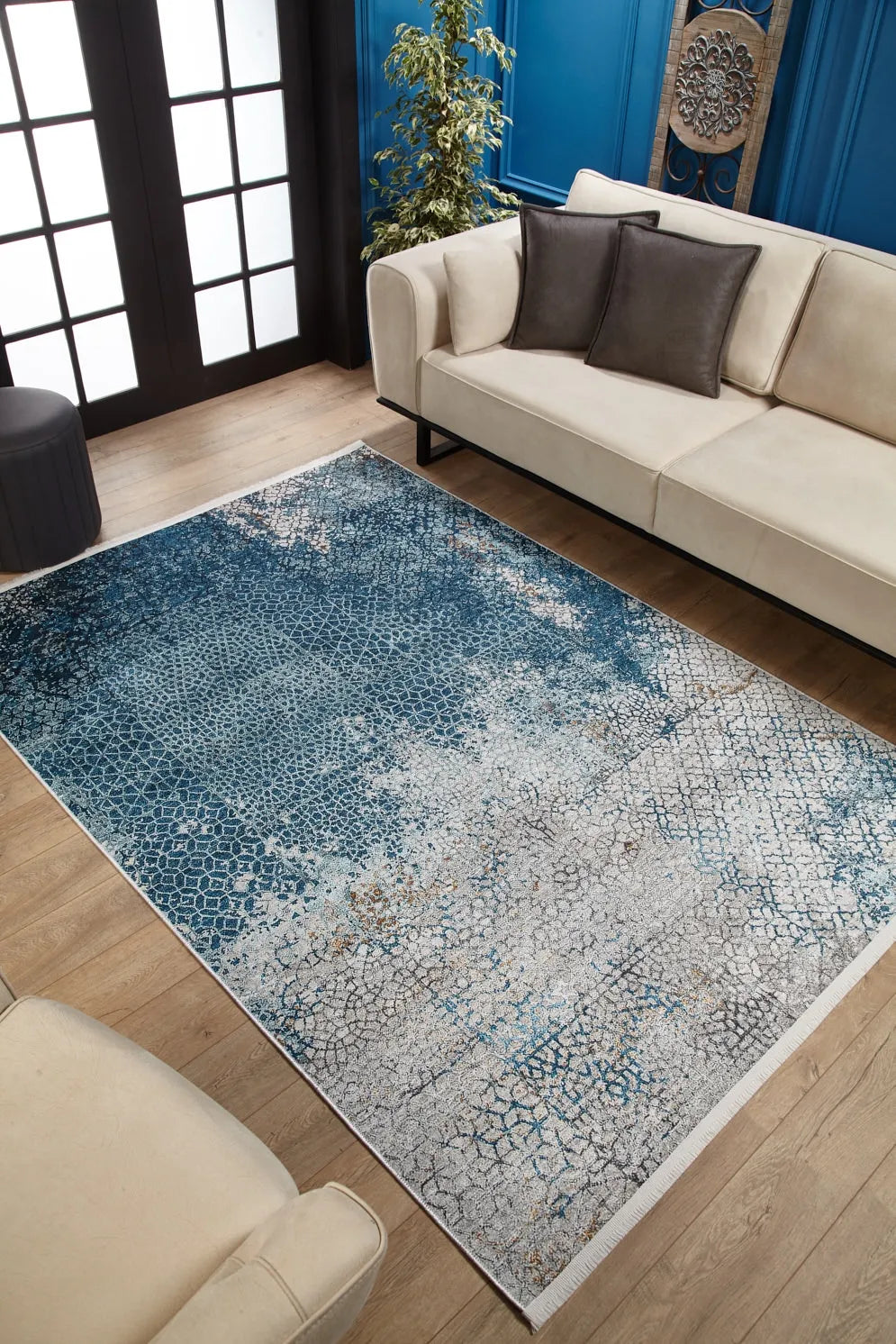 Pale Pink Cream Beige Geometric Patterned Kilim Rug