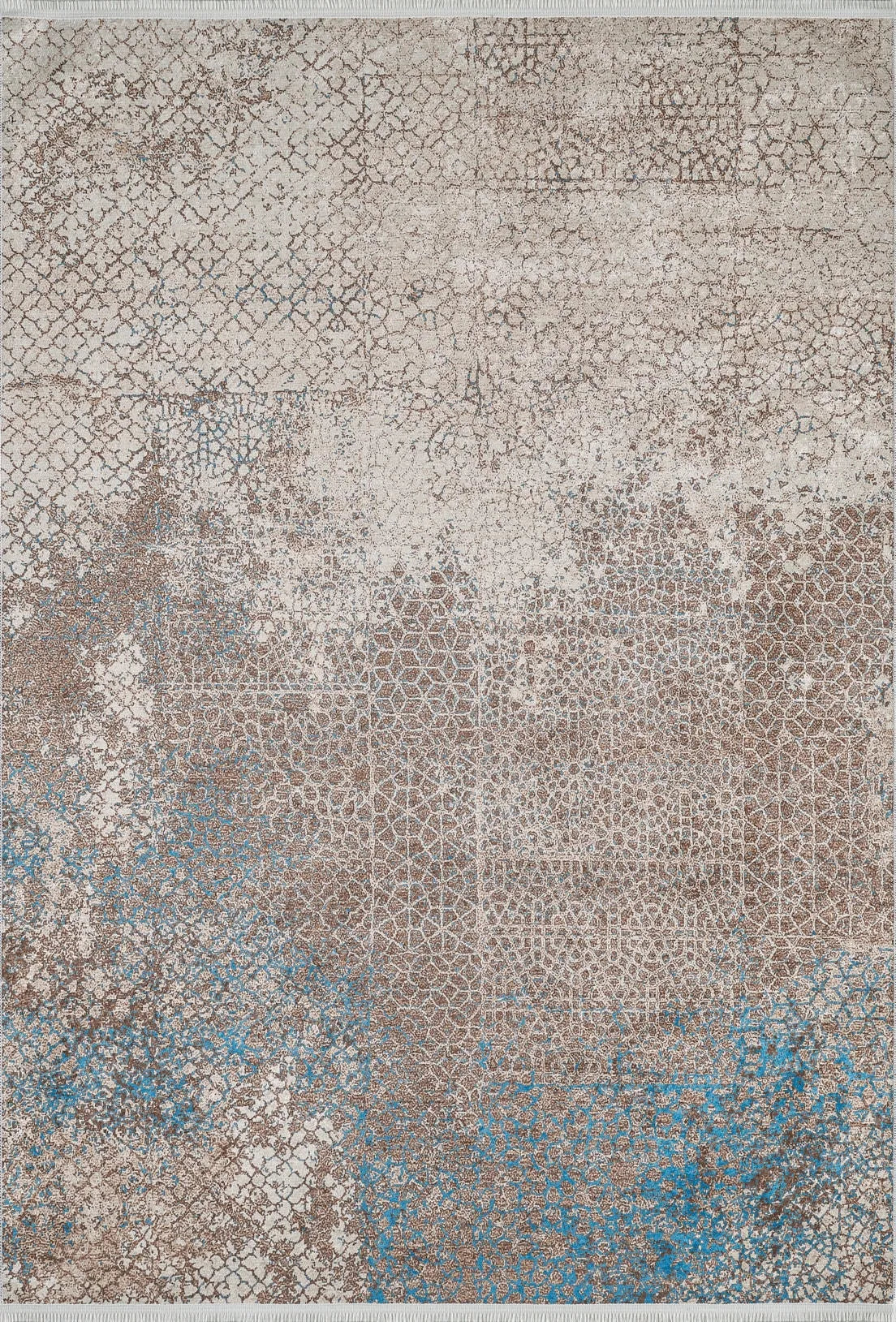 Pale Pink Cream Beige Geometric Patterned Kilim Rug