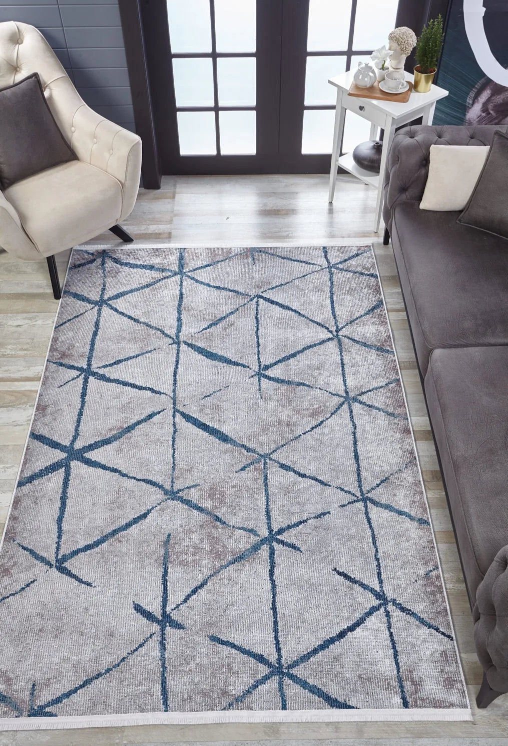 Modern Geometrik Çizgili Halı