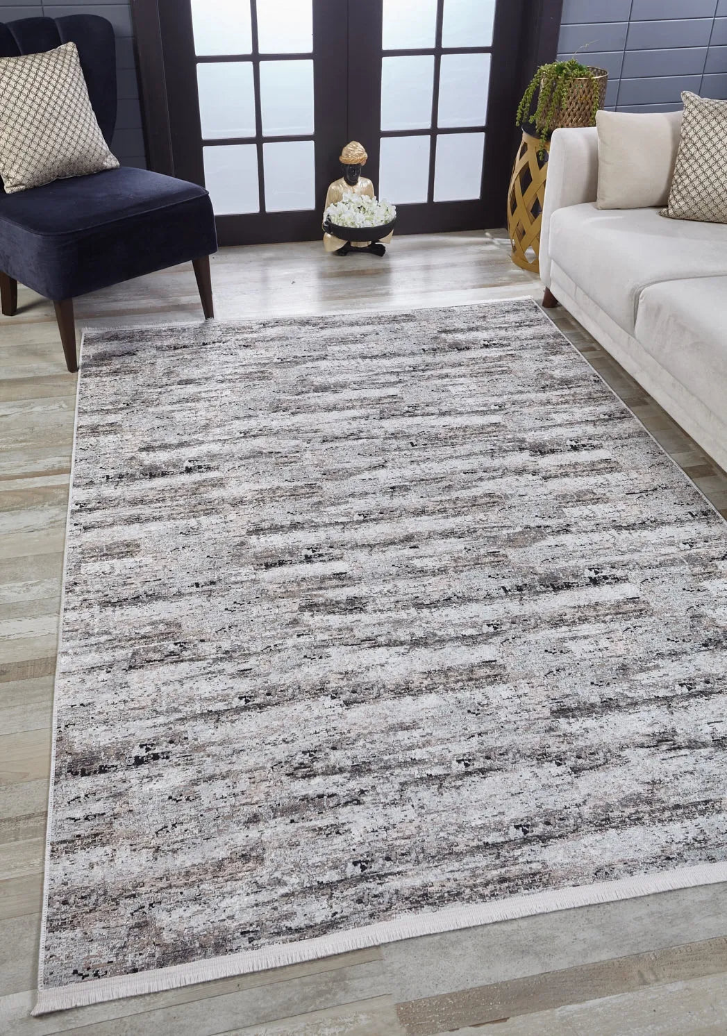 Krem ve Gri Tonlarda Modern Halı