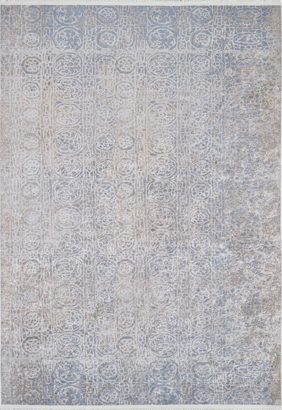 Blassrosa, cremebeige, geometrisch gemusterter Kelim-Teppich
