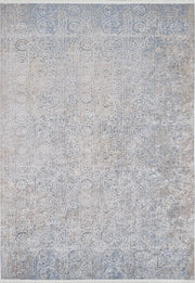 Bej Gri Mavi Tonlarda Yuvarlak Motifli Halı