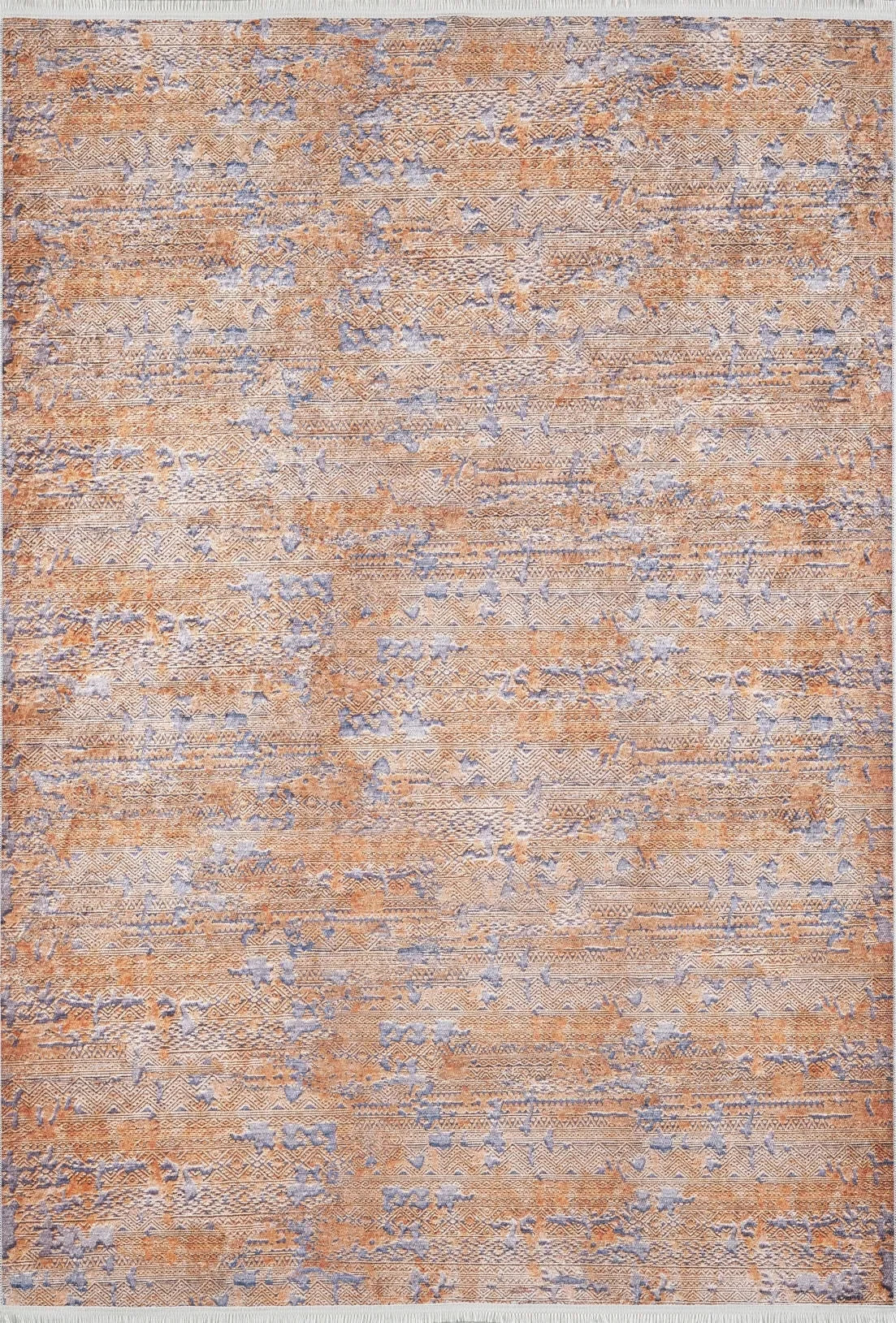 Toprak Turuncu Mavi Modern Halı