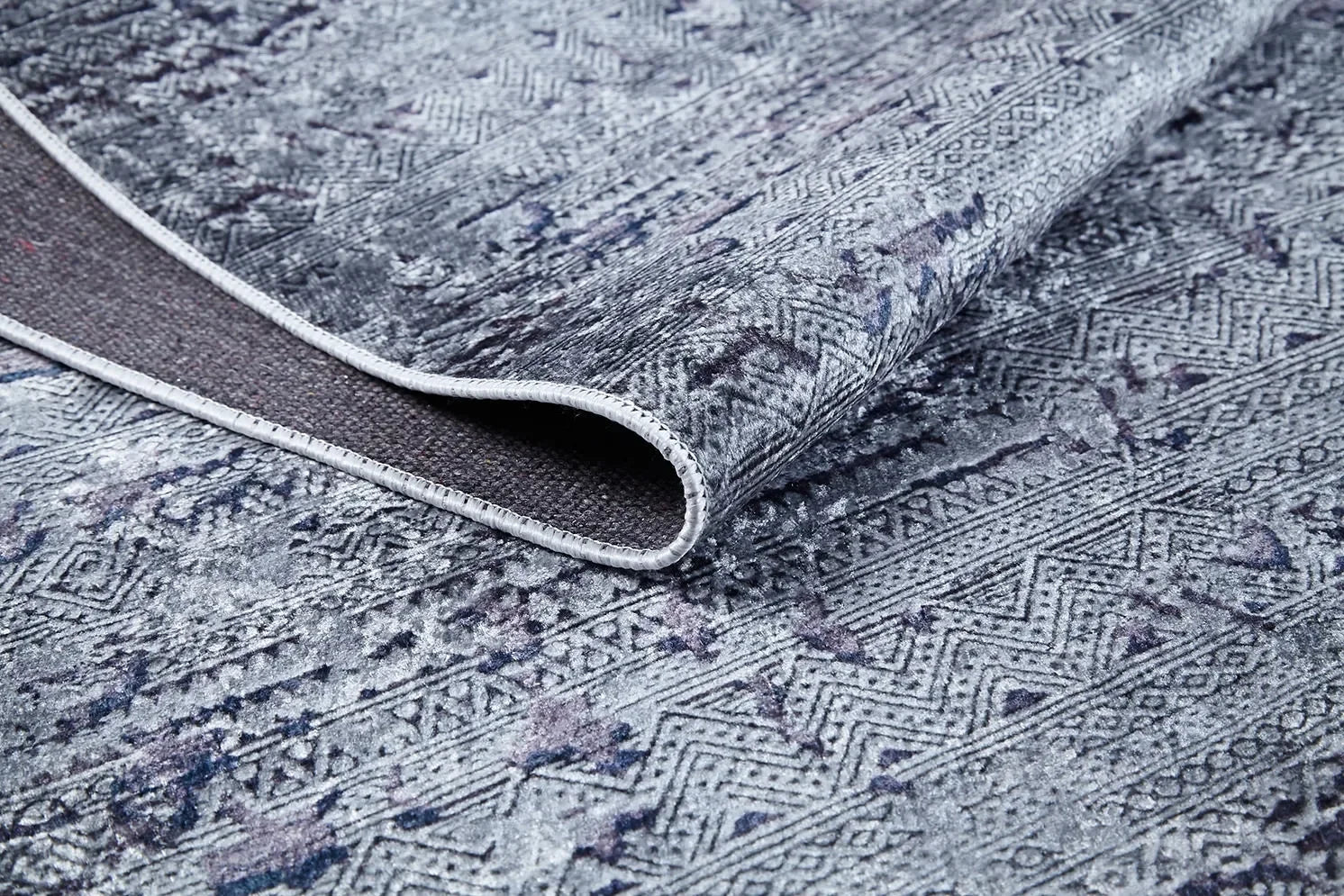 Ton Sür Ton Yıkanabilir Mavi Halı