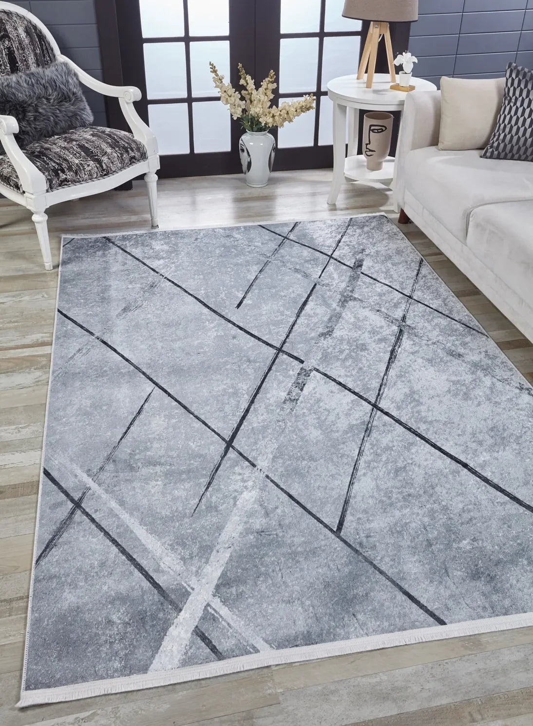 Modern Desenli Dekoratif Çizgili Halı