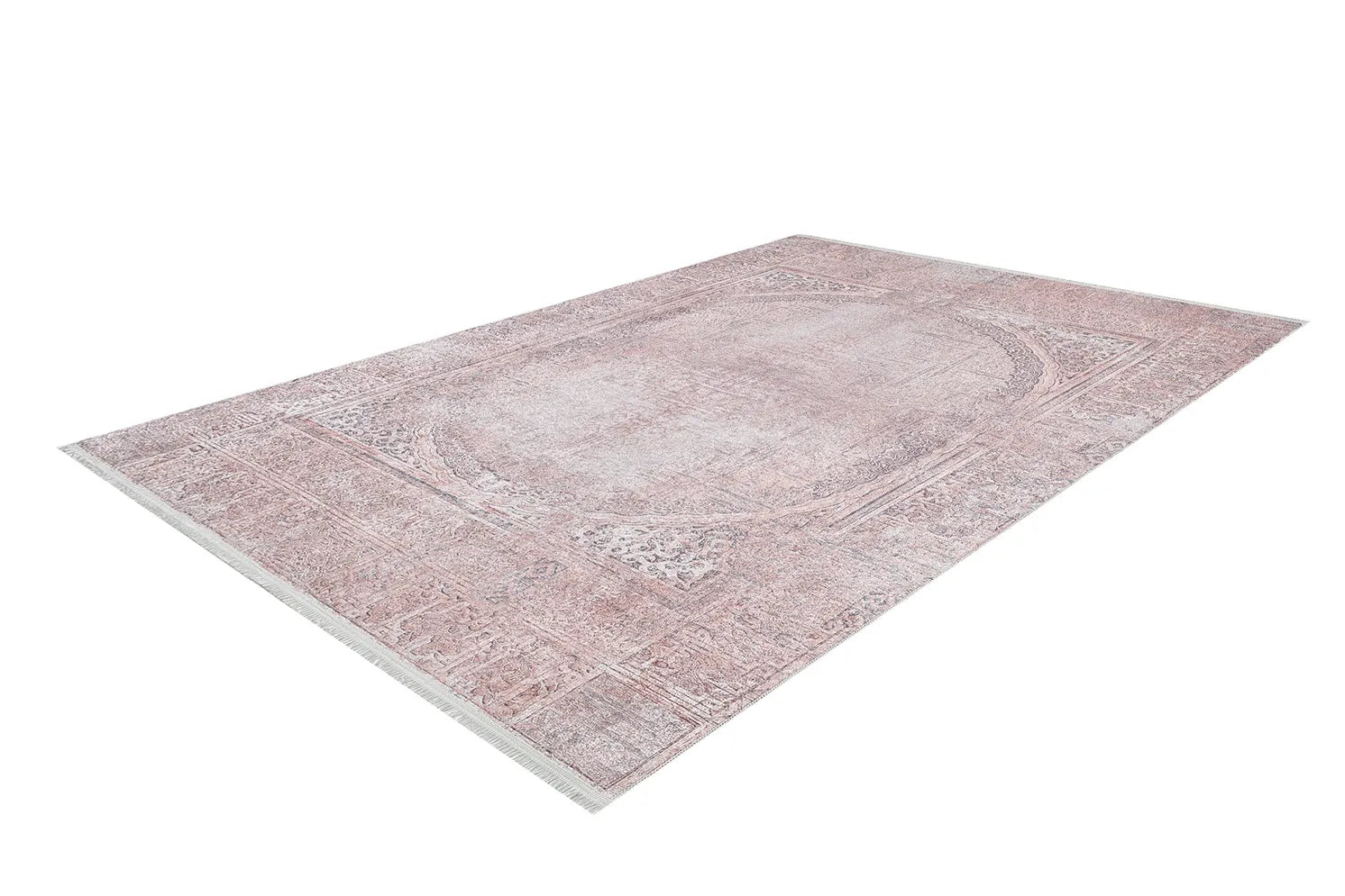 Pale Pink Cream Beige Geometric Patterned Kilim Rug