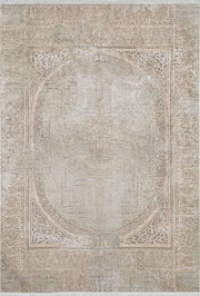 Blassrosa, cremebeige, geometrisch gemusterter Kelim-Teppich