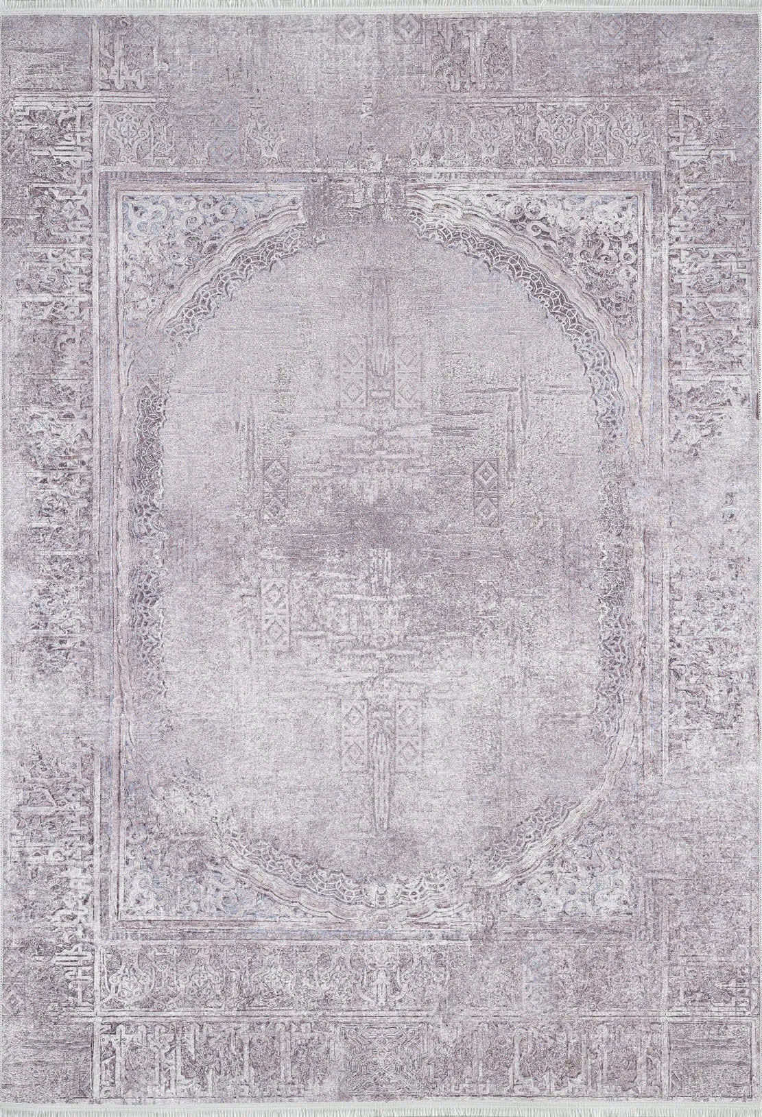 Pale Pink Cream Beige Geometric Patterned Kilim Rug