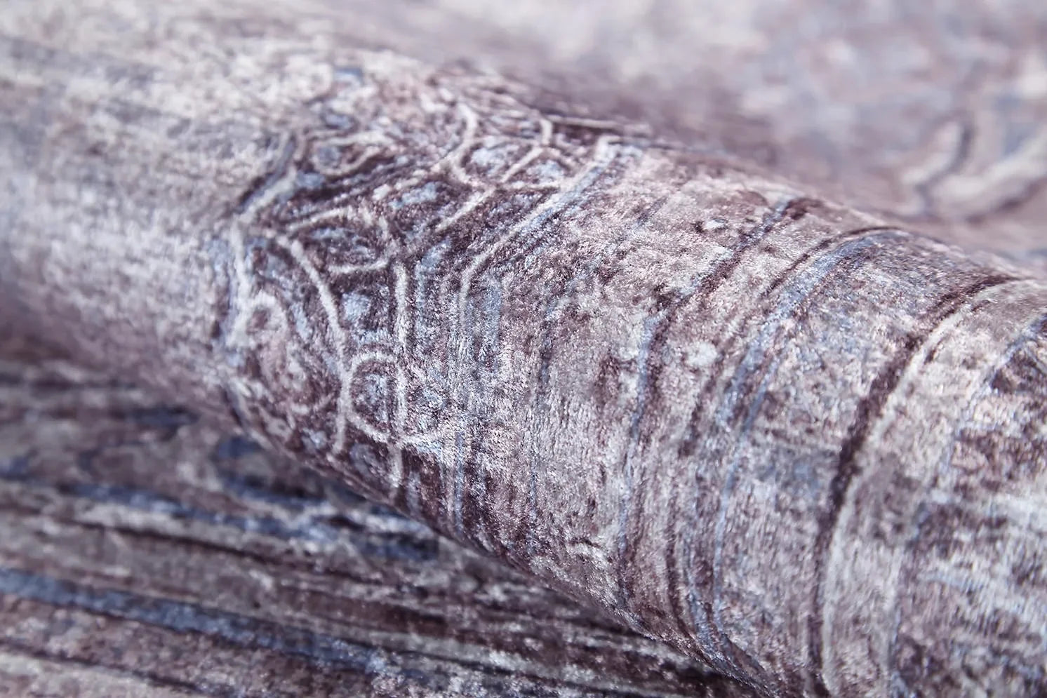 Açık Lila Oval Motifli Modern Yıkanabilir Halı