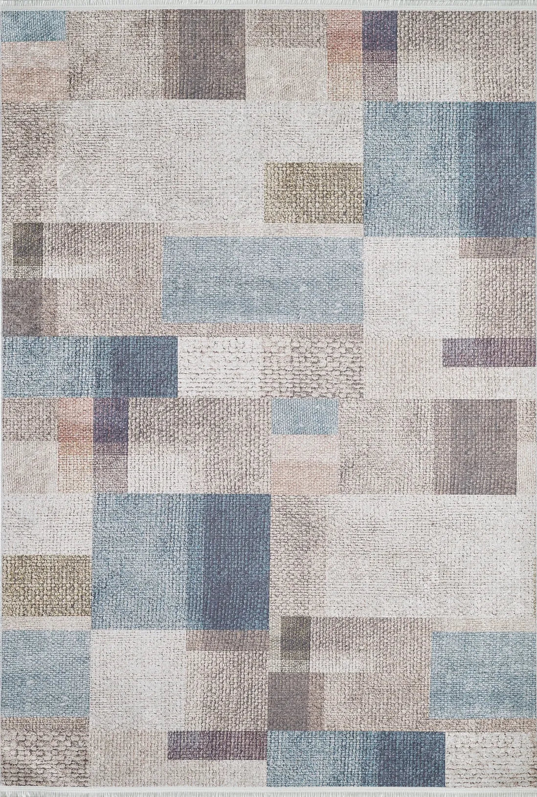 Pale Pink Cream Beige Geometric Patterned Kilim Rug