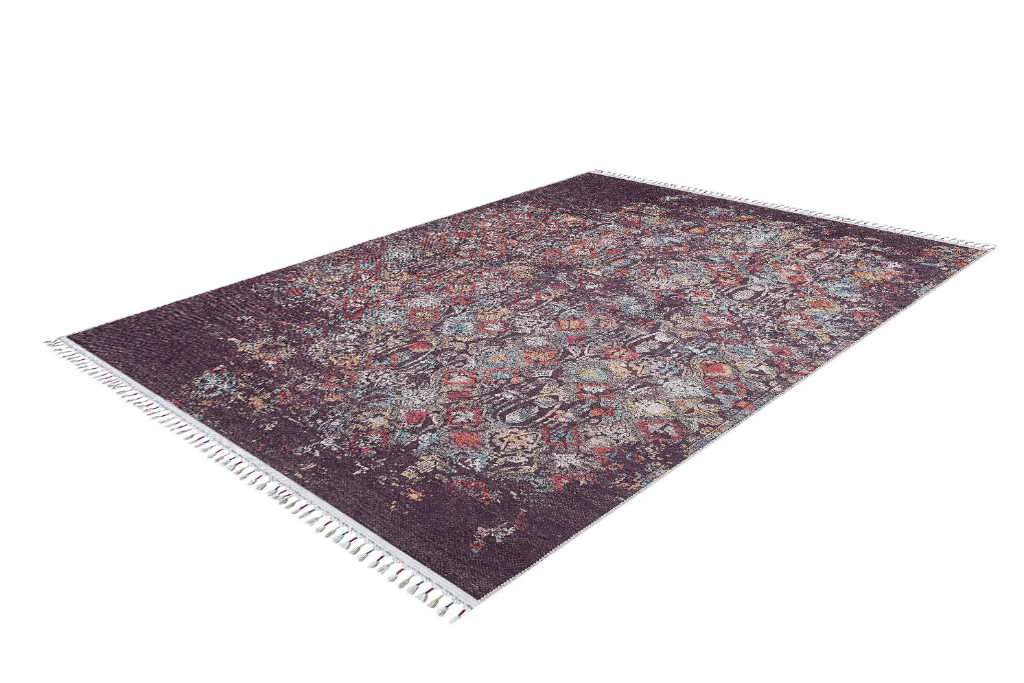 Pale Pink Cream Beige Geometric Patterned Kilim Rug