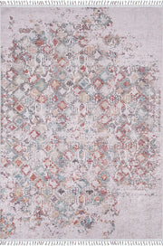 Pale Pink Cream Beige Geometric Patterned Kilim Rug