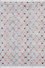 Pale Pink Cream Beige Geometric Patterned Kilim Rug