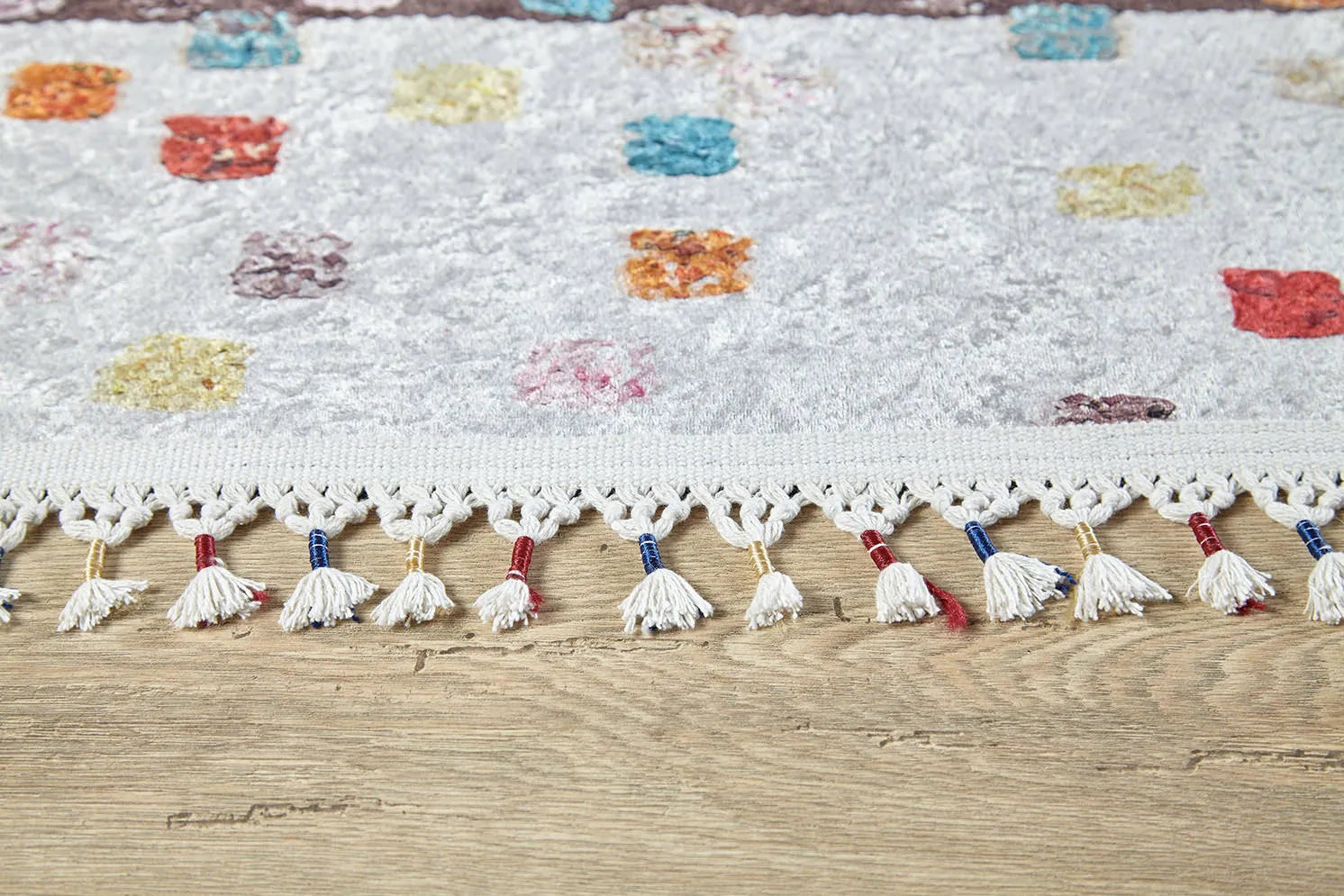 Pale Pink Cream Beige Geometric Patterned Kilim Rug