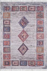 Örgü Saçaklı Çok Renkli Otantik Halı