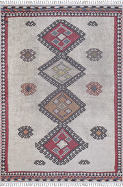 Pale Pink Cream Beige Geometric Patterned Kilim Rug