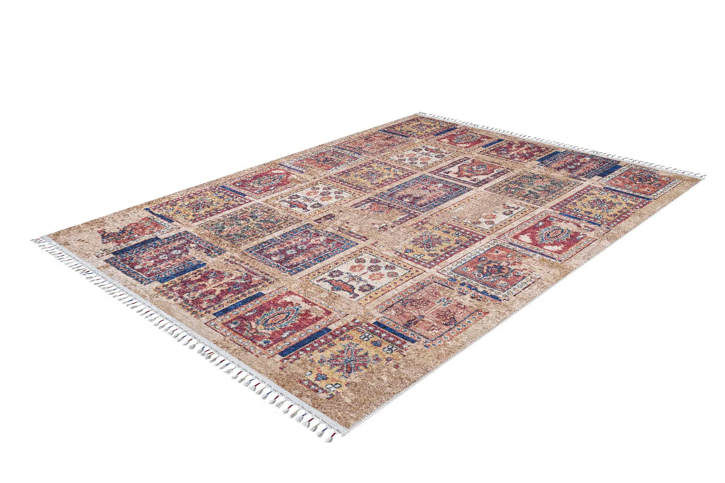 Pale Pink Cream Beige Geometric Patterned Kilim Rug