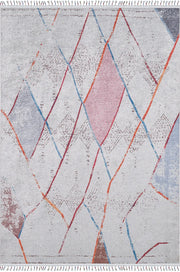 Örgü Saçaklı Açık Gri Pastel Renkli Halı