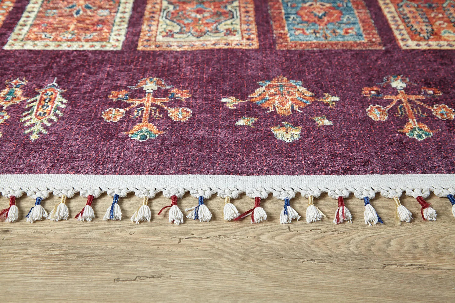 Pale Pink Cream Beige Geometric Patterned Kilim Rug