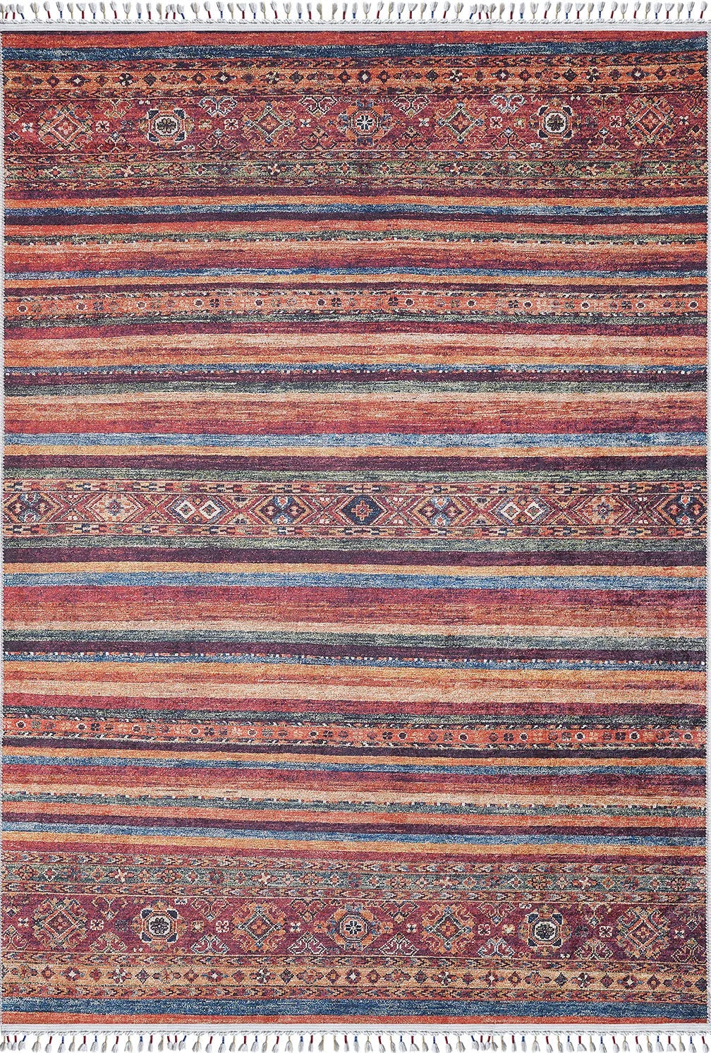 Pale Pink Cream Beige Geometric Patterned Kilim Rug