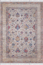 Pale Pink Cream Beige Geometric Patterned Kilim Rug