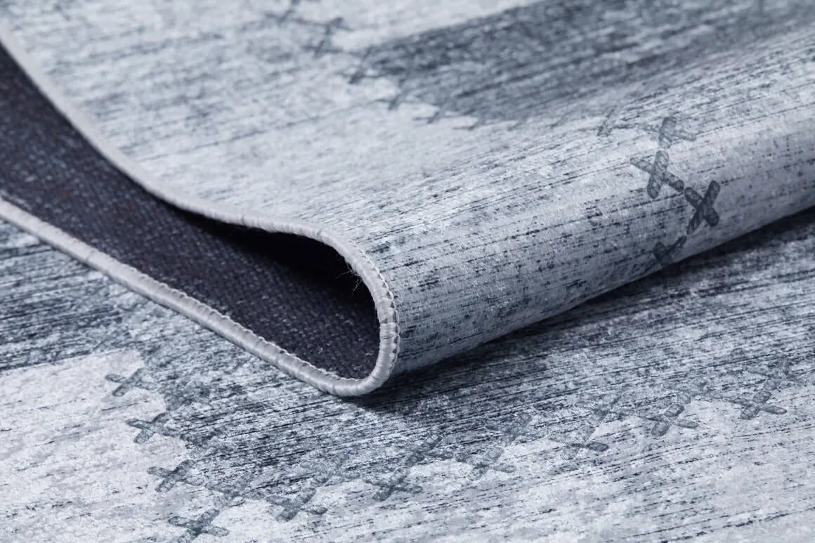 Gri Siyah Ton Sür Ton Patchwork Efektli Halı