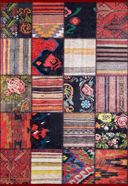 Çok Renkli Otantik Kilim Motifli Patchwork Halı