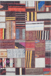 Çok Renkli Canlı Etnik Kilim Patchwork Halı