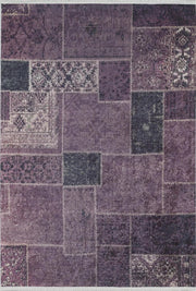 Mor Lila Eskitme Patchwork Halı