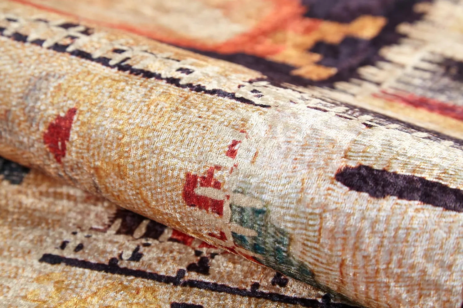 Pale Pink Cream Beige Geometric Patterned Kilim Rug